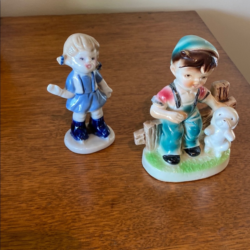 Charming Ceramic Boy and Girl Figurines